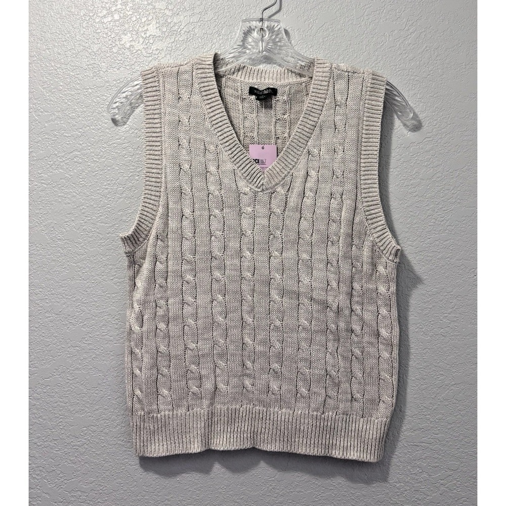Wild Fable Women's Beige/Cream Cable Knit V Neck Sweater Vest Size Small NWT